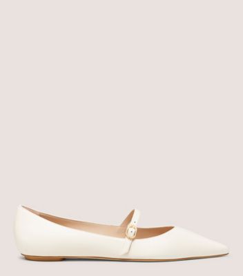 Stuart Weitzman,EMILIA MARY JANE FLAT,Flat,Lacquered Nappa Leather,Seashell,Front View