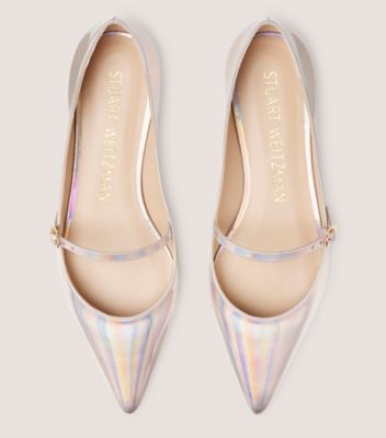 Stuart Weitzman,EMILIA MARY JANE FLAT,Iridescent patent leather,Ballet,Top View