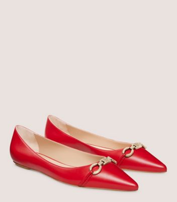 Stuart Weitzman,SOULIER PLAT SW EMILIA SIGNATURE,Flat,Cuir nappa verni,Cerise,Angle View