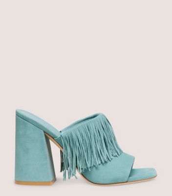 Fringe block heel outlet sandal