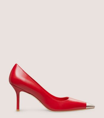 Stuart Weitzman,STUART CAPSIZE 85 PUMP,Leather,Nappa Leather,Pumps,Metal,Cocktail,Red,Front View