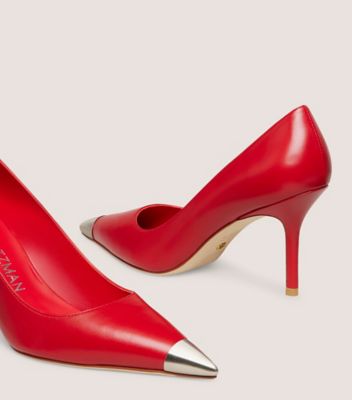 Stuart Weitzman,STUART CAPSIZE 85 PUMP,Leather,Nappa Leather,Pumps,Metal,Cocktail,Red,Detailed View