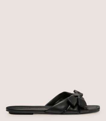 Stuart Weitzman,SOFIA SLIDE,Slide,Lacquered Nappa Leather,Black,Front View