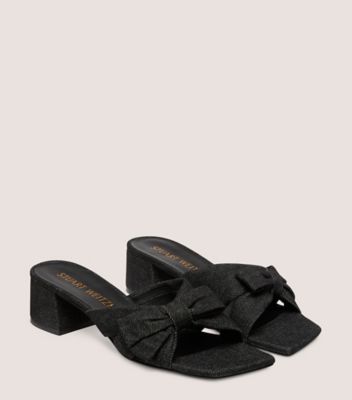 Stuart Weitzman,SOFIA 45 SLIDE,Slide,Vintage denim,Black,Angle View