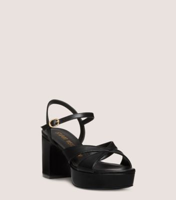 Stuart Weitzman,Sandal,Cuir nappa verni,Noir