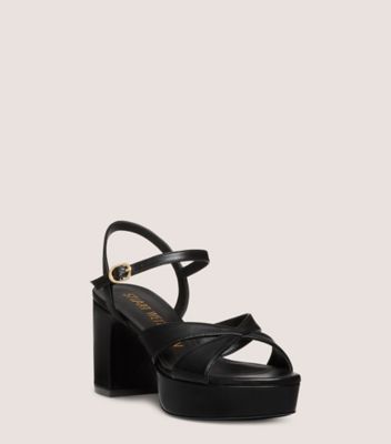 Stuart Weitzman,Sandal,Cuir nappa verni,Noir,Side View