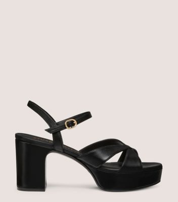 Stuart Weitzman,Sandal,Cuir nappa verni,Noir,Front View