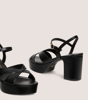 Stuart Weitzman,Sandal,Cuir nappa verni,Noir,Detailed View