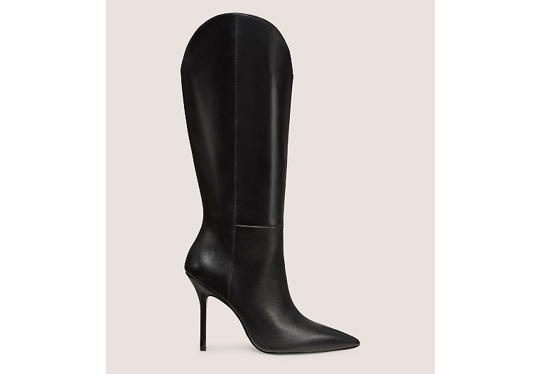 Stuart Weitzman,STUART OUTRIDER 100 BOOT,Boot,Lacquered Nappa Leather,Black,Front View