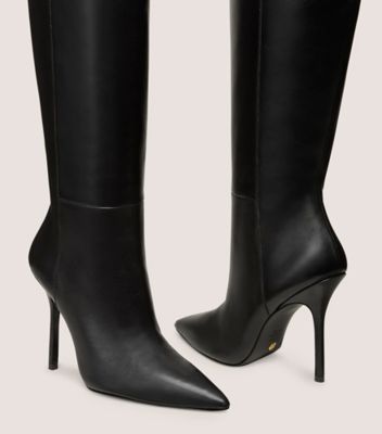 Stuart Weitzman,STUART OUTRIDER 100 BOOT,Boot,Lacquered Nappa Leather,Black,Detailed View