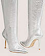 Stuart Weitzman,STUART OUTRIDER 100 BOOT,Boot,Crushed Metallic Leather,Silver,Detailed View