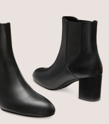 Stuart Weitzman,YULIANA 60 CHELSEA BOOTIE,Leather,Rubber,Chelsea Boots,Pull Tab,Elastic Gore,Day Party,Black,Detailed View