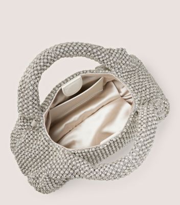 Stuart Weitzman,MODA CRYSTAL PEARL MINI TOTE,Mesh,Shoulder Bag,Crystal,Embellished,Rhinestones,Pearl,Formal,Metallic,Multi Color,Top View