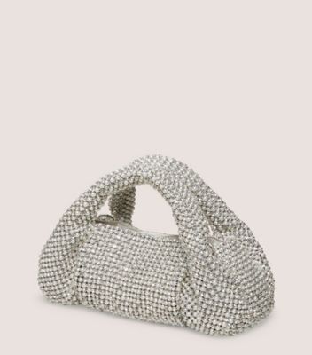 Stuart Weitzman,LE MINI SAC FOURRE-TOUT MODA AVEC PERLES ET CRISTAUX,Tote,Maille ornée de perles et de cristaux,Crème et naturel,Side View