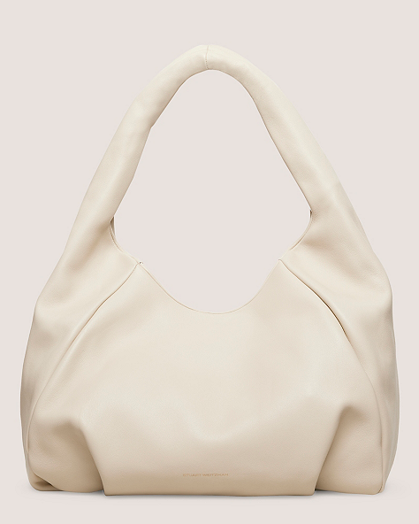 Stuart Weitzman,THE MODA HOBO BAG,Shoulder bag,Soft nappa leather,Oat,Front View