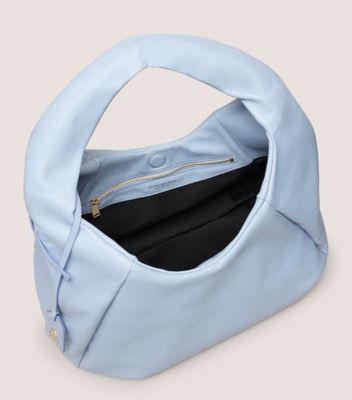Stuart Weitzman,THE MODA HOBO BAG,Hobo,Logo,Word Embellishment,Pleats,Casual,Blue,Top View