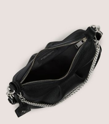 Stuart Weitzman,STELLAR CRESCENT BAG,Shoulder bag,Textured leather,Black,Top View