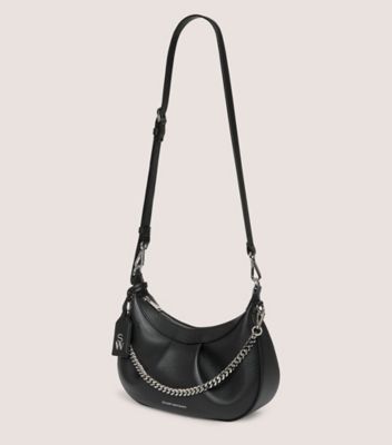 Stuart Weitzman,STELLAR CRESCENT BAG,Shoulder bag,Textured leather,Black,Side View