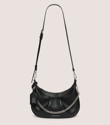 Stuart Weitzman,SAC CROISSANT STELLAR,Shoulder bag,Cuir texturé,Noir,Front View