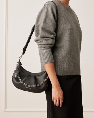 Stuart Weitzman,STELLAR CRESCENT BAG,Shoulder bag,Textured leather,Black