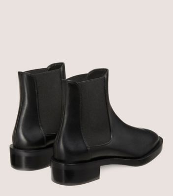 Stuart Weitzman,SONDRA SLEEK CHELSEA BOOTIE,Leather,Rubber,Chelsea Boots,Elastic Gore,Pull Tab,Casual,Black,Back View