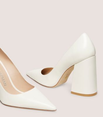 Stuart Weitzman,SW X AKNVAS BLOCK PUMP,Pump,Smooth Leather,Cream,Detailed View