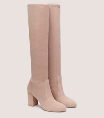 Stuart Weitzman,YULIANA 85 SLOUCH BOOT,Leather,Boots,Day Party,Beige,Angle View