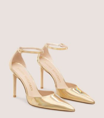 Stuart Weitzman,STUART 100 STRAP PUMP,Leather,Pumps,D Orsay,Cocktail,Iridescent,Angle View