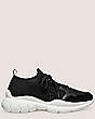 Stuart Weitzman,5050 SNEAKER,Sneaker,Leather & knit fabric,Black,Front View