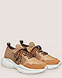 Stuart Weitzman,5050 SNEAKER,Sneaker,Leather & knit fabric,Tobacco,Angle View