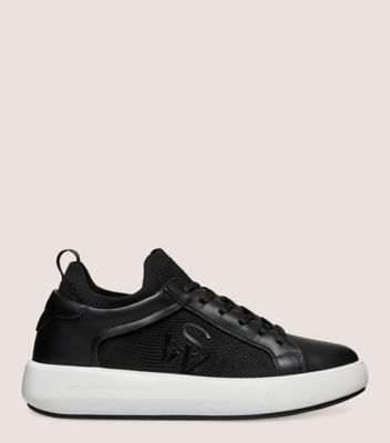 Stuart Weitzman,5050 PRO,Sneaker,Cuir et tricot,Noir,Front View