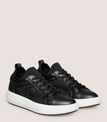 Stuart Weitzman,5050 PRO,Sneaker,Leather & knit fabric,Black,Angle View