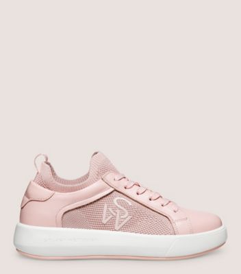 Stuart Weitzman,5050 PRO,Sneaker,Leather & knit fabric,Pink,Front View
