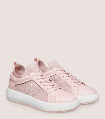 Stuart Weitzman,5050 PRO,Sneaker,Leather & knit fabric,Pink,Angle View