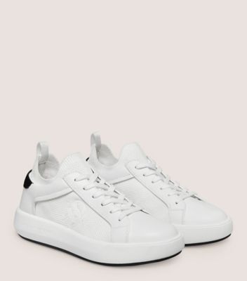 Stuart Weitzman,5050 PRO,Sneaker,Cuir et tricot,Blanc et noir,Angle View