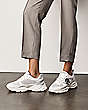 Stuart Weitzman,SW TRAINER,Sneaker,Calf leather & mesh,Grey & White,Shoe on tall model