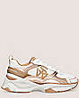 Stuart Weitzman,SW TRAINER,Sneaker,Calf leather & mesh,White & Tobacco,Front View
