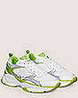 Stuart Weitzman,SW TRAINER,Sneaker,Calf leather & mesh,White & Light Green,Angle View