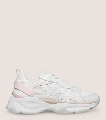 Stuart Weitzman,SW TRAINER,Sneaker,Calf leather & mesh,White & Pink,Front View