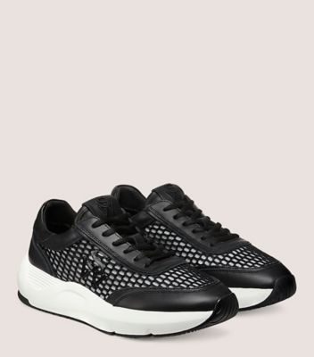 Stuart Weitzman,ESPADRILLE EN MAILLE SW GLIDE,Sneaker,Cuir de veau et maille,Noir,Angle View