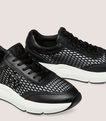 Stuart Weitzman,SW GLIDE MESH SNEAKER,Sneaker,Calf leather & mesh,Black,Detailed View