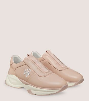 Stuart Weitzman,SW SLIP-ON TRAINER,Sneaker,Calf leather,Nude,Angle View
