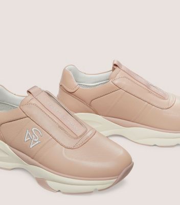 Stuart Weitzman,SW SLIP-ON TRAINER,Rubber,Lining Mesh,Casual,Embroidered,Logo,Flexible,Pull Tab,Activewear,Beige