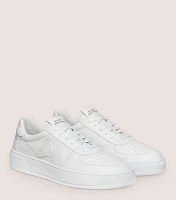 Stuart Weitzman,SW COURTSIDE MONOGRAM SNEAKER,Sneaker,Calf leather,White,Angle View