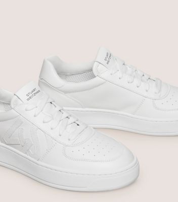 Stuart Weitzman,ESPADRILLE AVEC MONOGRAMME SW COURTSIDE,Sneaker,Cuir de veau,Blanc,Detailed View