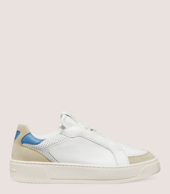 Stuart Weitzman,ESPADRILLE RÉTRO SW COURTSIDE,Sneaker,Cuir de veau,Beige pâle, blanc et azur