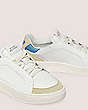 Stuart Weitzman,SW COURTSIDE RETRO SNEAKER,Sneaker,Calf leather,Light Beige, White & Azure,Detailed View
