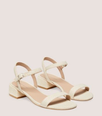 Stuart Weitzman,DANCER 35 BLOCK SANDAL,Leather,Rubber,Sandals,Formal,Cream