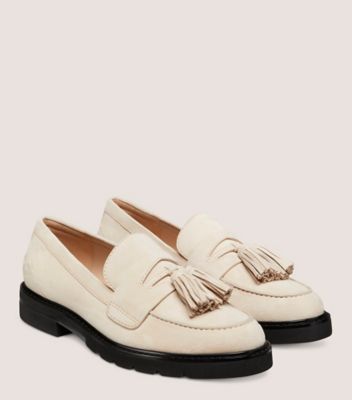Stuart Weitzman,ADRINA LOAFER,Loafer,Suede,Museline,Angle View