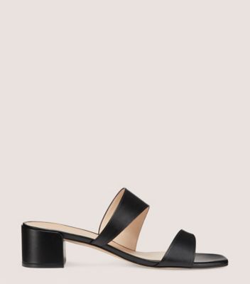 Stuart Weitzman,MIAMI 35 SLIDE,Slide,Smooth Leather,Black,Front View